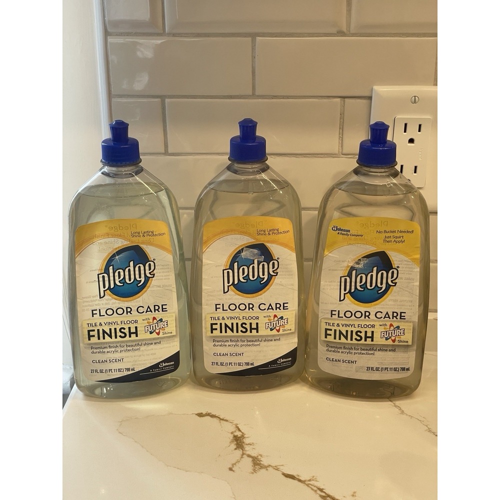 Pledge Floor Care Future Shine Tile Vinyl Floor Finish 27 fl oz Lot of 3 New